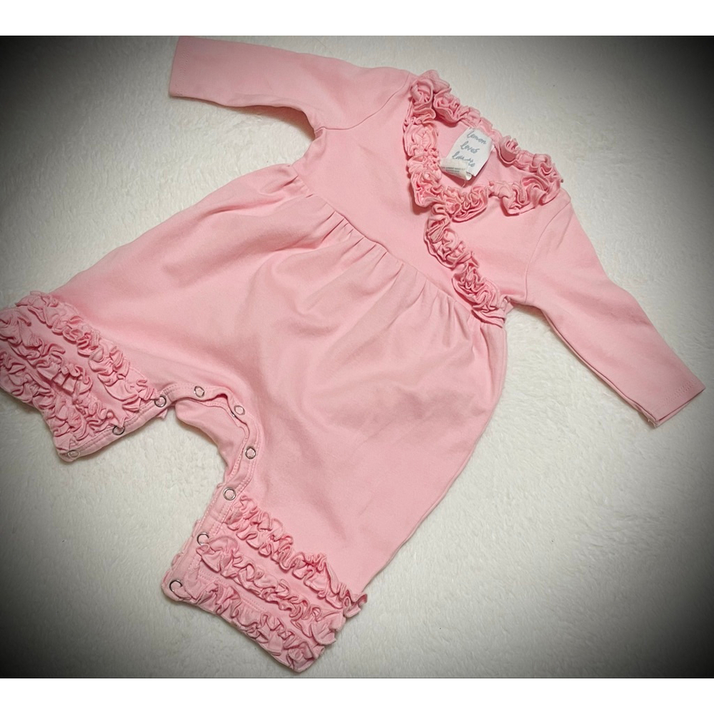 Girls Lemon Loves Layette jumpsuit 3-6 Months Pink Ruffle